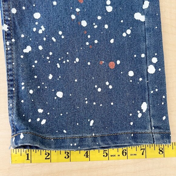 CR24 Chrome Edge Men Denim Jean 40x30 Distressed Splatter Paint Stretch Straight - Picture 11 of 11